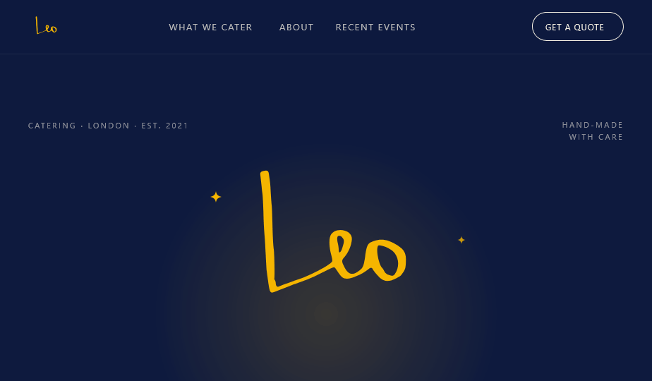 Leo Catering homepage hero